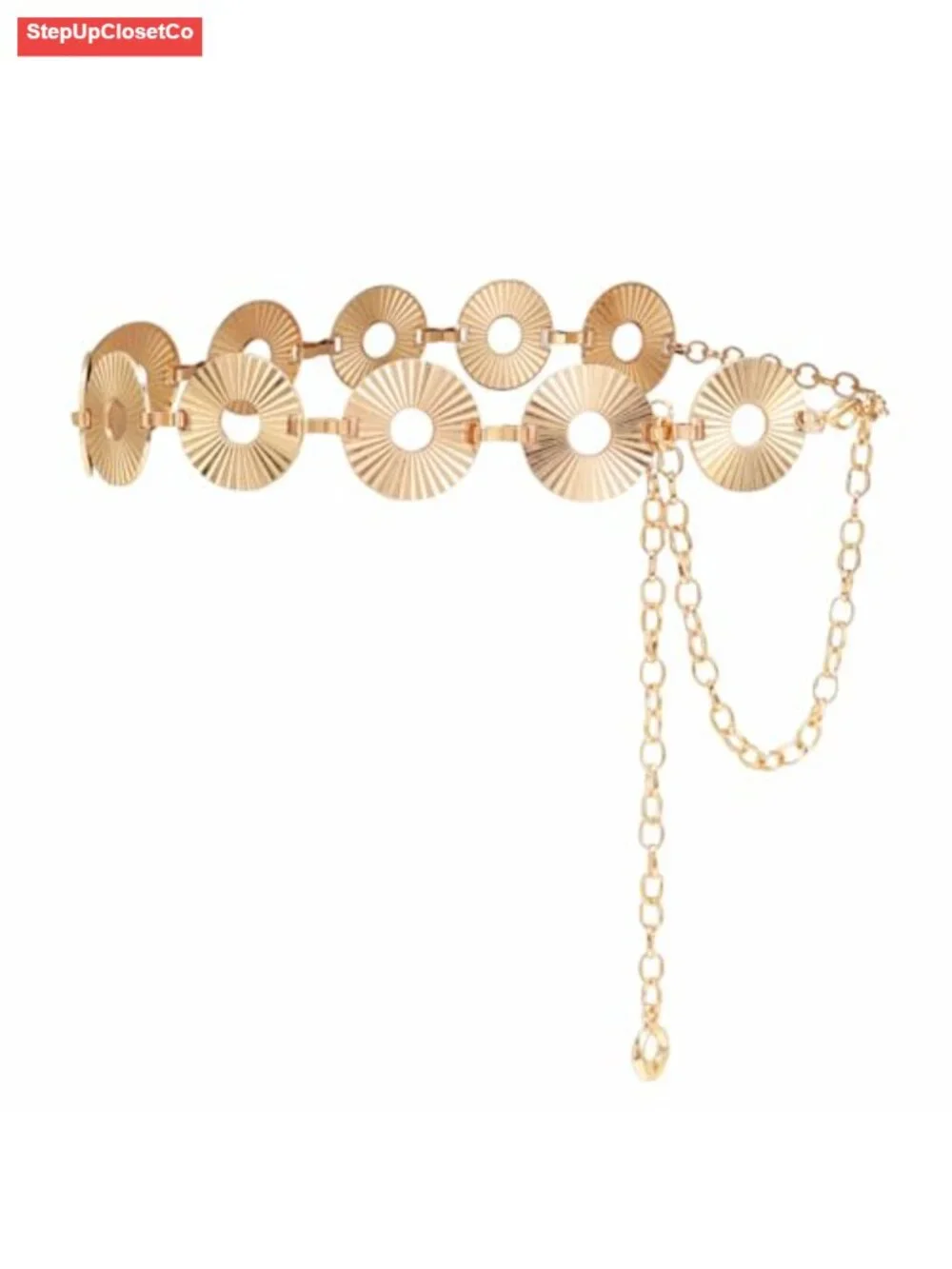 Women's Boho Metal Waist Body Chain Belt - Adjustable Circle Link Belt